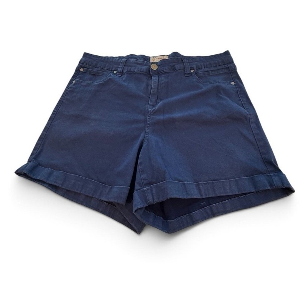 Molly & Isadora Women's Royal Blue Cuffed Denim Shorts Size 16